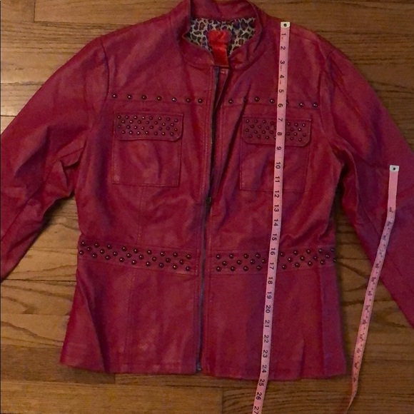One of a Kind Raspberry Faux Snake Skin Jacket - Picture 8 of 8